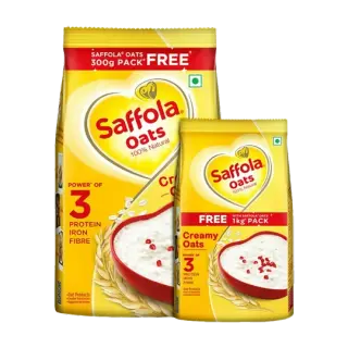 Saffola Oats Natural | 900g + 300g Free | Pack of 1