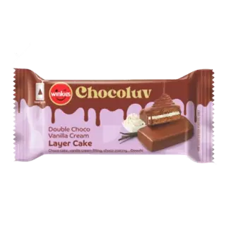 Winkies Chocoluv Double Chocolate Vanilla Cream Layer Cake | 18g | Pack of 1