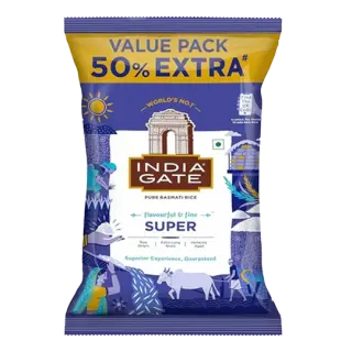 India Gate Super Basmati Rice Pouch 1Kg + 500g Free