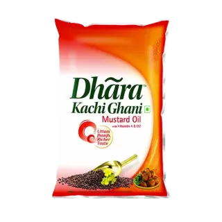 Dhara Kachi Ghani Mustard Oil - 1 Ltr