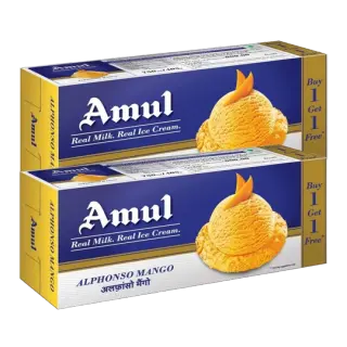 Amul Real Milk Real Ice Cream Alphonso Mango - 750ml - Buy 1 Get 1 Free - Pack of 2