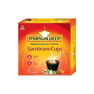 Mangadeep Sambrani Cups - For Pooja Natural Fragrace | 12 pcs | Pack of 1