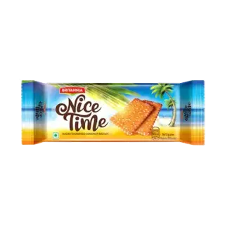 Britannia Nice Time Sugar Showered Coconut Biscuits | 136.5g | Pack of 1