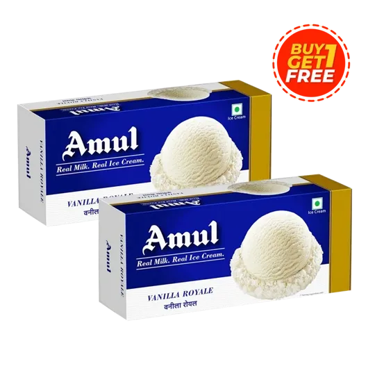 Amul Ice Cream Vanilla Royale - 750ml - Buy 1 Get 1 Free - Pack of 2