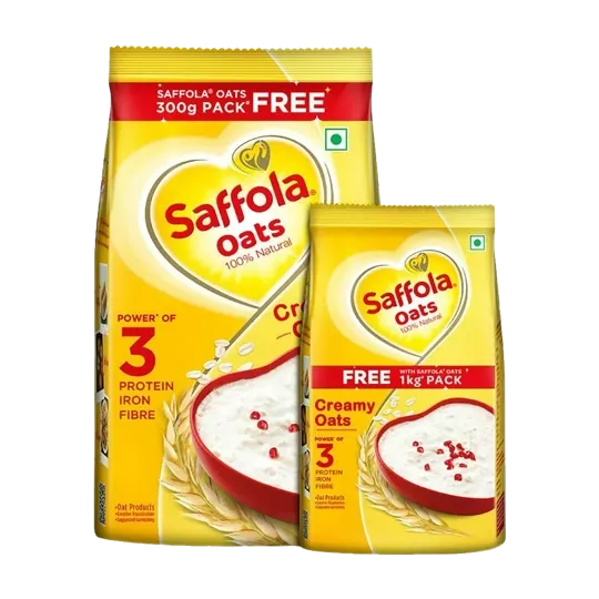 Saffola Oats Natural | 900g + 300g Free | Pack of 1