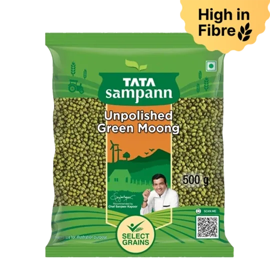 Tata Sampann Unpolished Green Moong Dal Whole - 500g