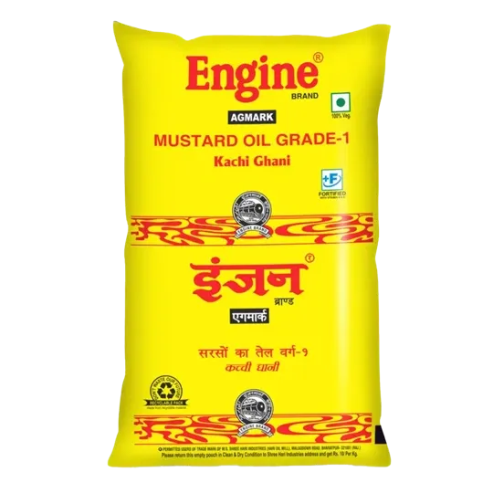 Engine Kachi Ghani Mustard Oil - 1Ltr Pouch