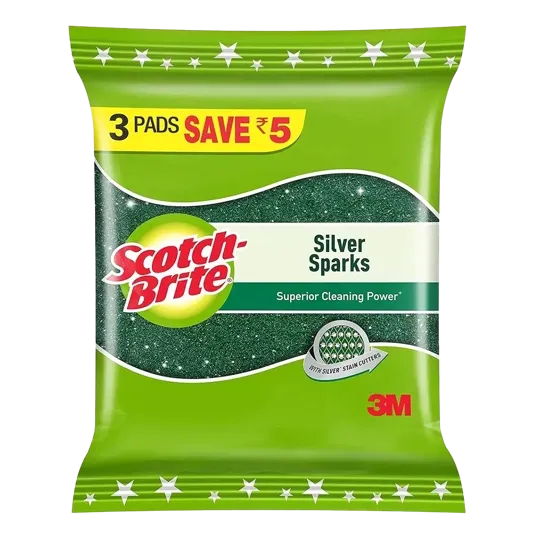 Scotch Brite Silver Sparks Scrub Pad | Pack of 3