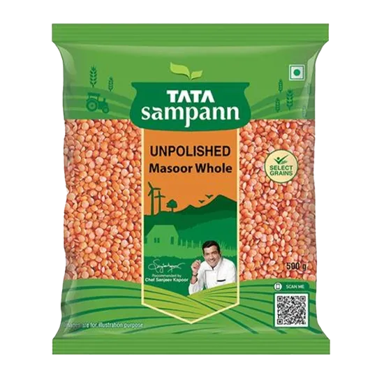Tata Sampann Unpolished Masoor Dal Whole - 500g