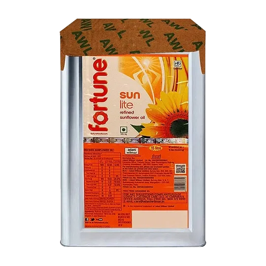 Fortune Sun Lite Refined Sunflower Oil Tin - 15 ltr