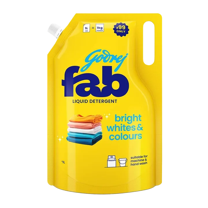 Godrej Fab Liquid Detergent Refill Pouch For Machine & Hand Wash | 825g | Pack of 1