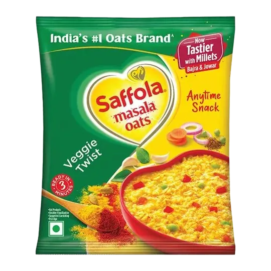 Saffola Masala Oats Tasty Evening Snack Fibre Rich Veggie Twist | 38g | Pack of 1