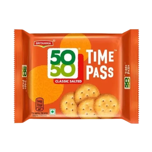 Britannia 50-50 Timepass Salted Biscuits | 142g | Pack of 1