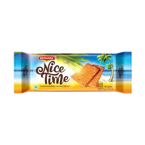 Britannia Nice Time Sugar Showered Coconut Biscuits | 136.5g | Pack of 1